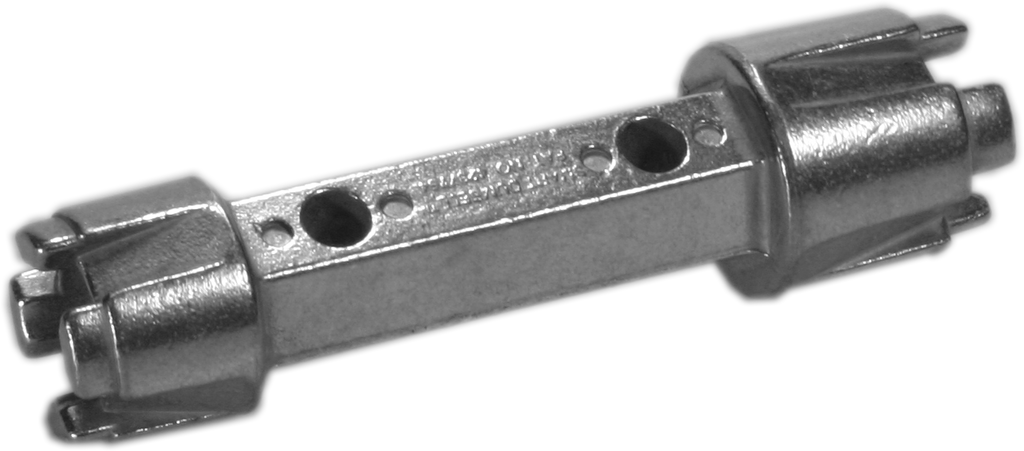 Wrench, spud for tub shoes with cross, heavy duty die-cast aluminum, prevents scratching of decorative finishes, either crescent wrench or large phillips screwdriver can be used to turn the tool, 6 length