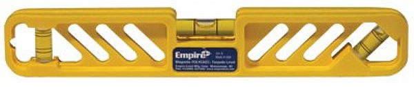 Torpedo level, sturdy die cast, colored liquid in vials, magnet and grooved, 9