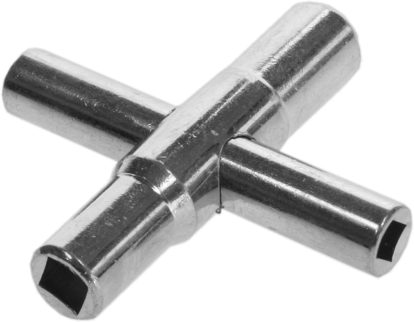Key for loose key sillcocks, 4 way, die cast, key chain loop