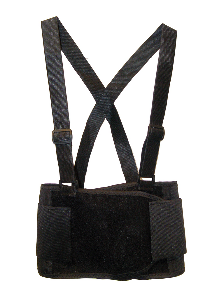 Back support, black, w/suspenders, Medium (32 - 38)