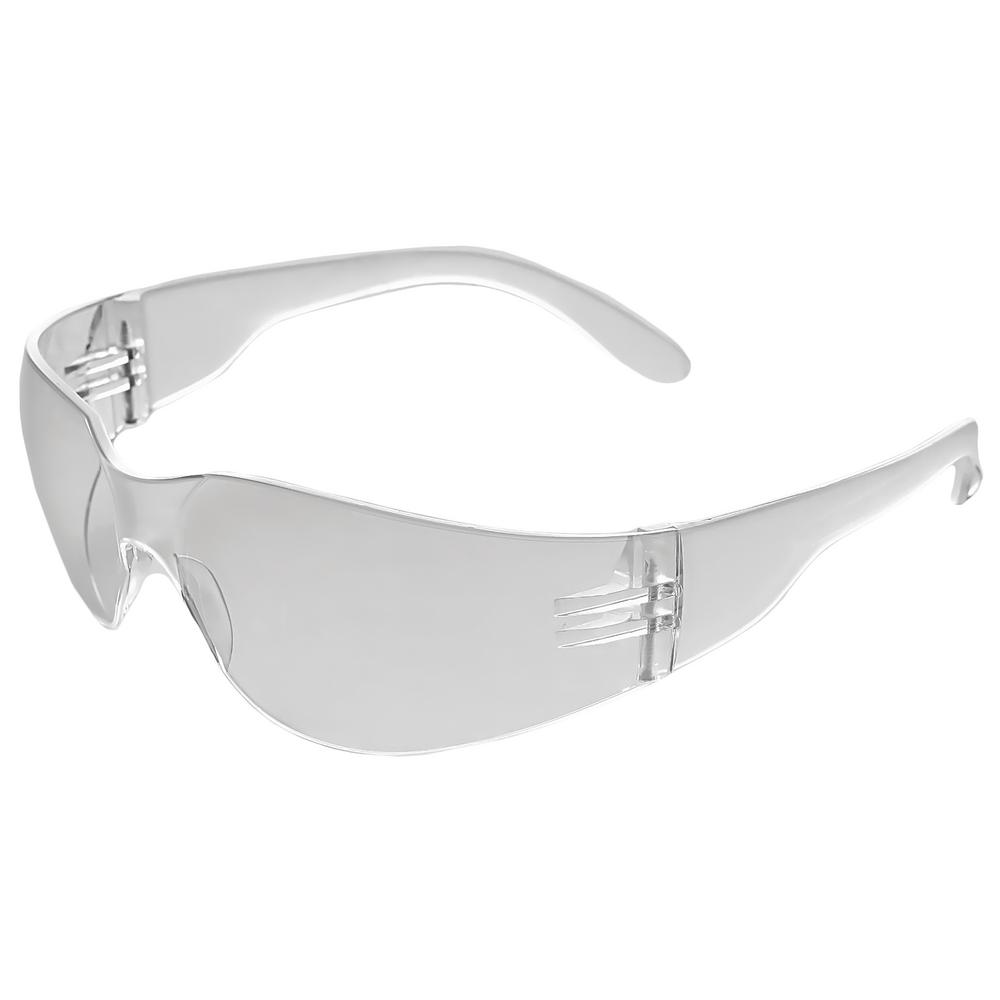 Safety glasses, high impact polycarbonate lens, anit-fog, scratch resistant, non slip nose cushion, adj temples, clear