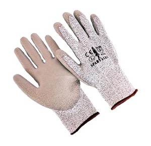 Glove, cut resistant knit, 13 gauge, cut level 4, Gray, PU coated palm, MEDIUM (SOLD/PAIR)