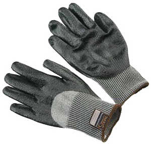 Glove, cut resistant knit, 13 gauge, cut level 5, black nitrile palm and knuckle, X-LARGE (SOLD/PAIR)