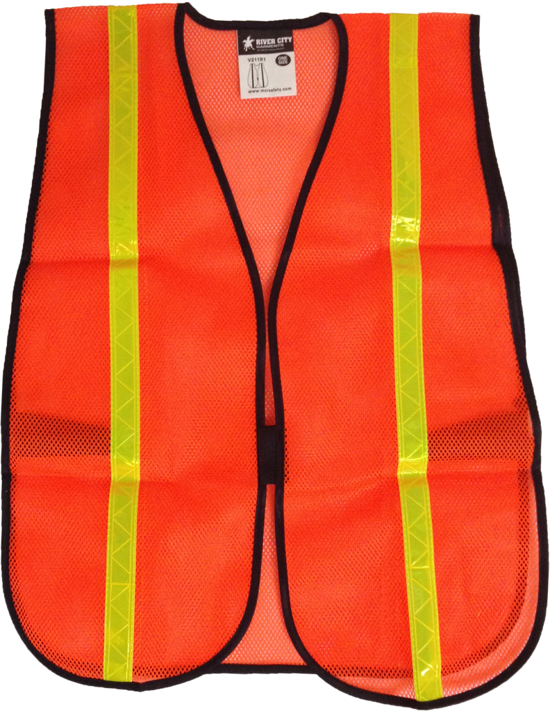 Orange mesh safety vest, one size fits all