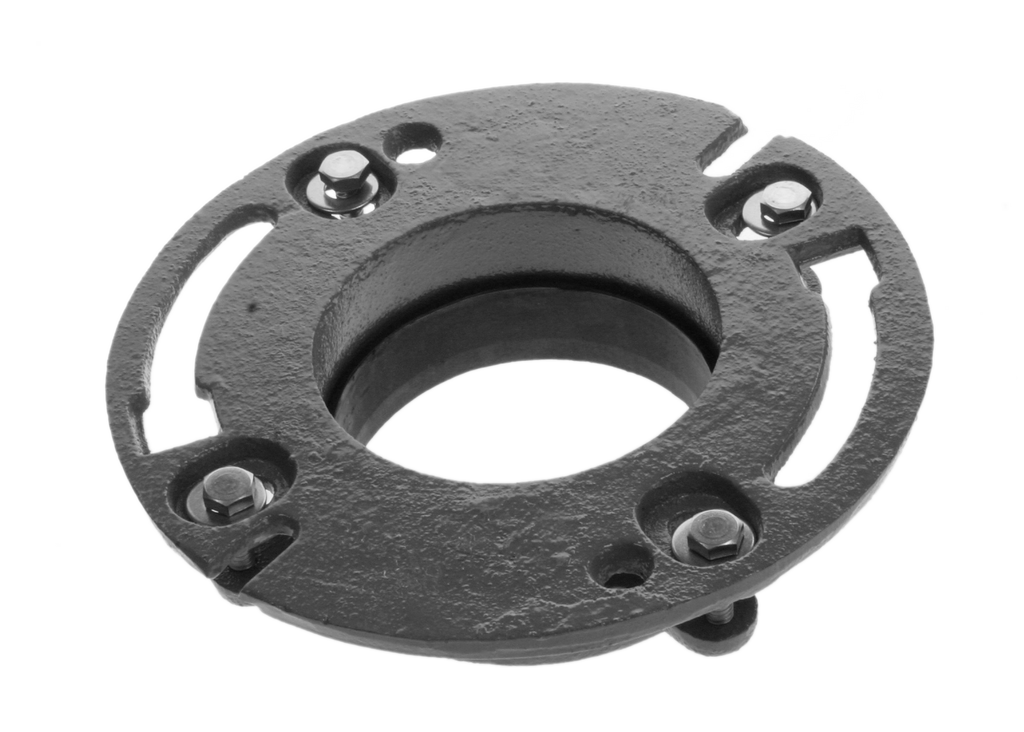 Repair flange, cast iron, compression gasket w/4 bolts, 2 deep, for 4 pipe