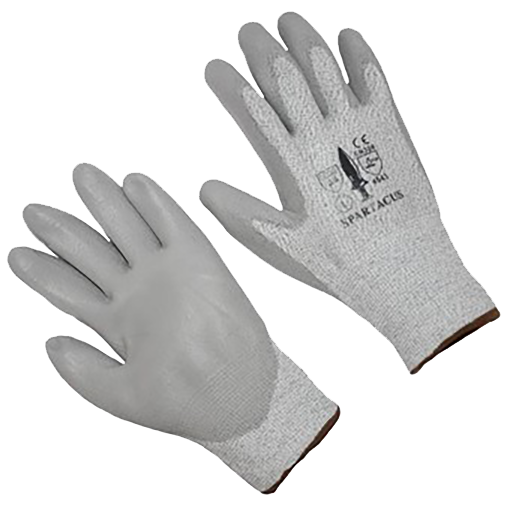 Glove, cut resistant knit, 13 gauge, cut level 6, Gray, PU coated palm, X-LARGE (SOLD/PAIR)