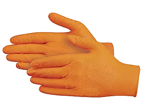 Glove, nitrile orange, 8mil, with raised grip, X-LARGE (SELL/BOX)