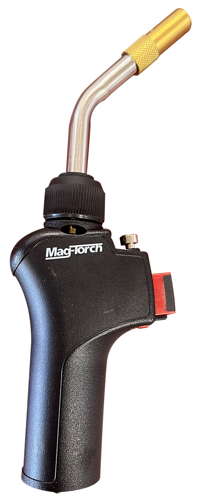 Hand torch, swivel flame, self-igniting