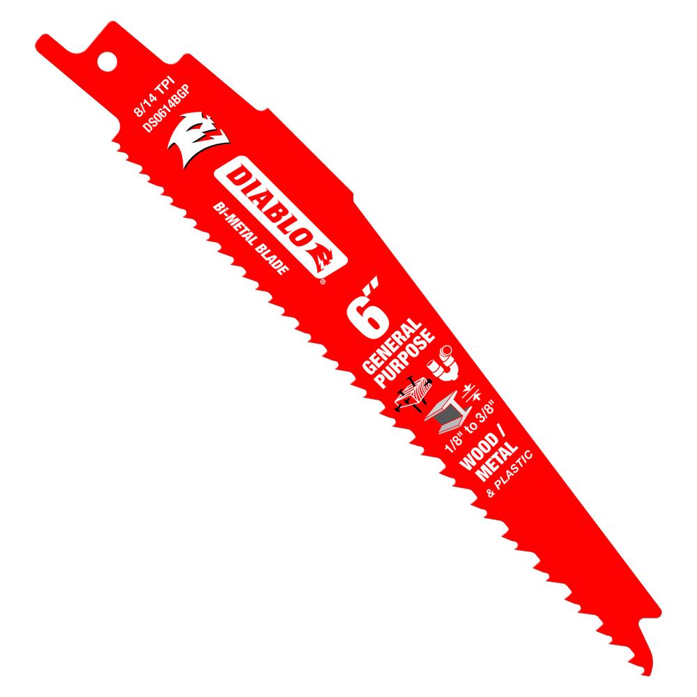Diablo bi-metal reciprocating blade for nail-embedded wood, metal, plastic, 9 (sold individually)