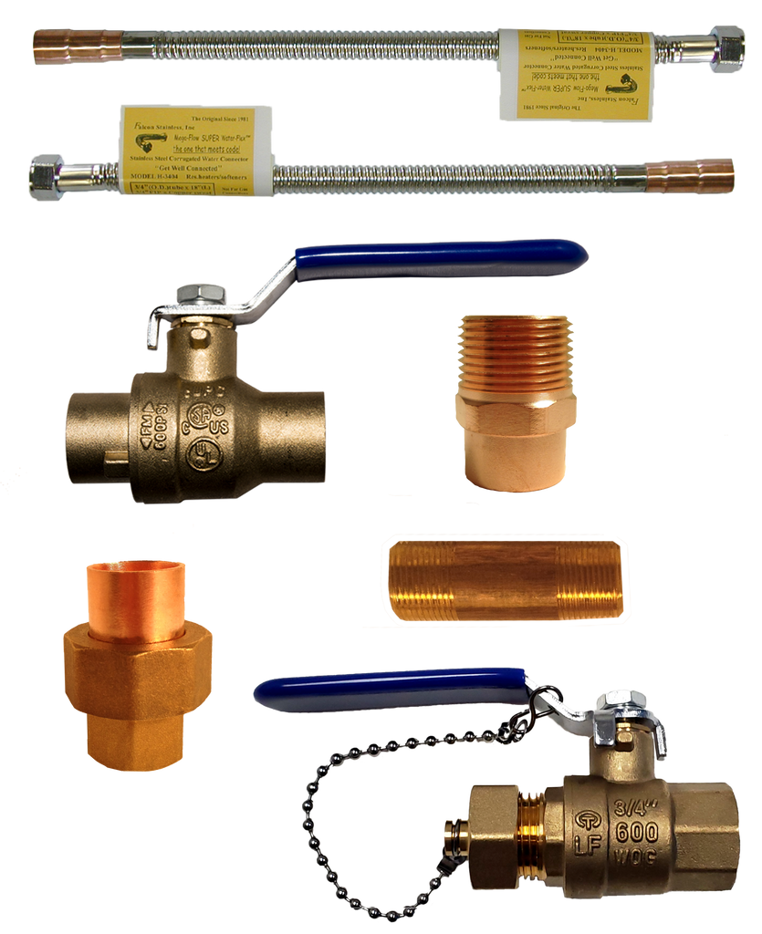 Water heater install kit (electric) w/drain valve, nipple and 24 line