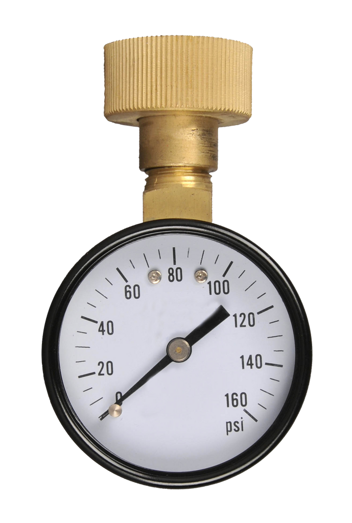 Pressure gauge for water, 2 diameter, 3/4 female swivel hose thread, 160#