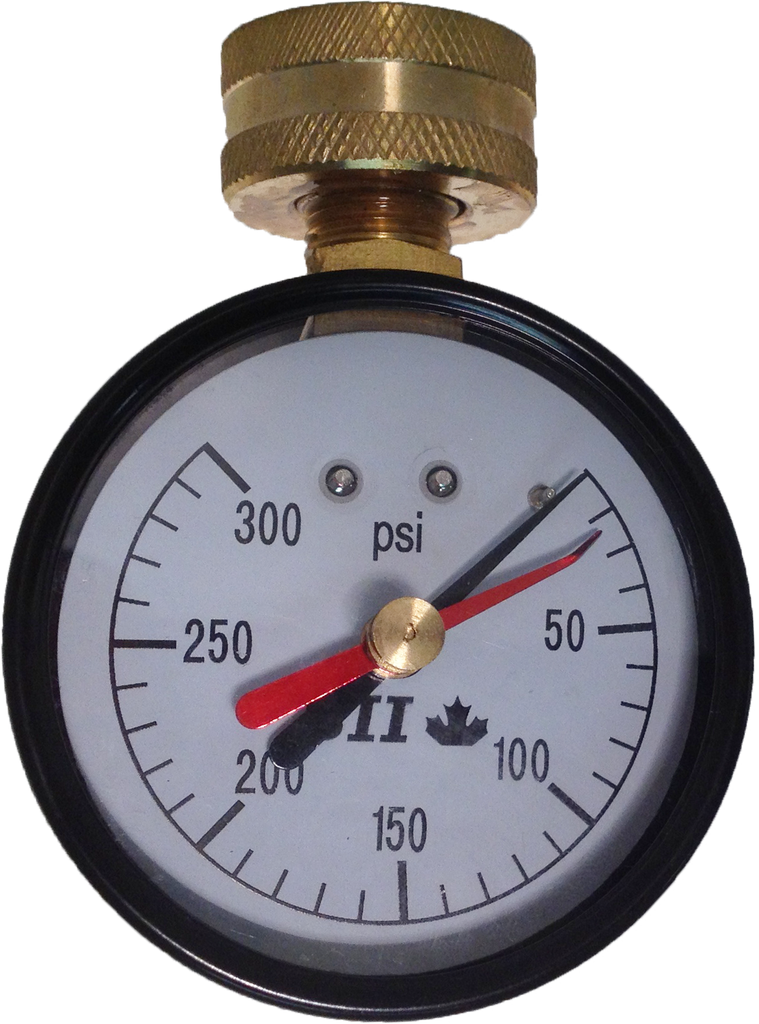 Pressure gauge for water, 2 diameter, 3/4 female swivel hose thread, 300#