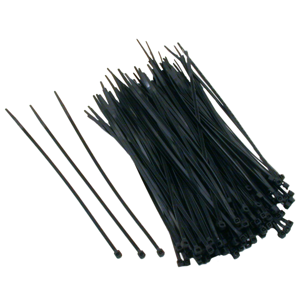 Cable zip tie, black nylon, 14 long, UV resistant (SOLD/PRICE per bag)