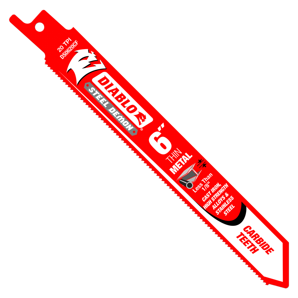 Diablo saw blade carbide reciprocating for thin metal 6 (less than 1/8 in.) 20/24TPI Steel Demon
