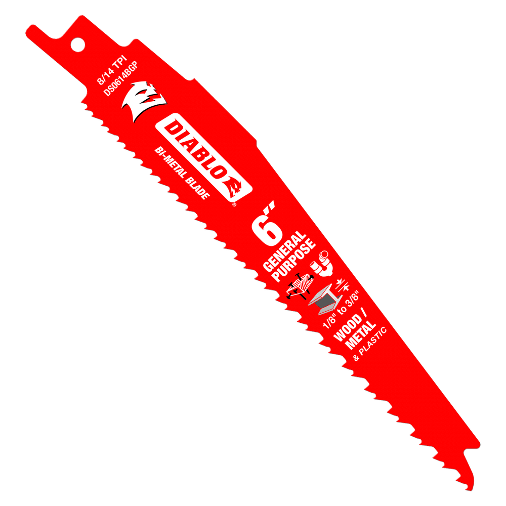 Diablo saw blade bi-metal reciprocating for nail-embedded wood, metal, and plastic 9 (8-14TPI) (5-PK)