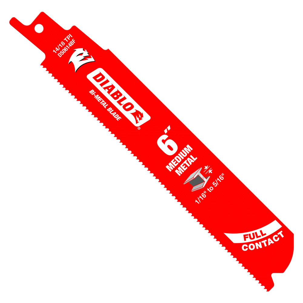 Diablo saw blade bi-metal reciprocating for medium metal 6 (3/32 - 5/16) 14/18TPI (5-PK) Demo Demon