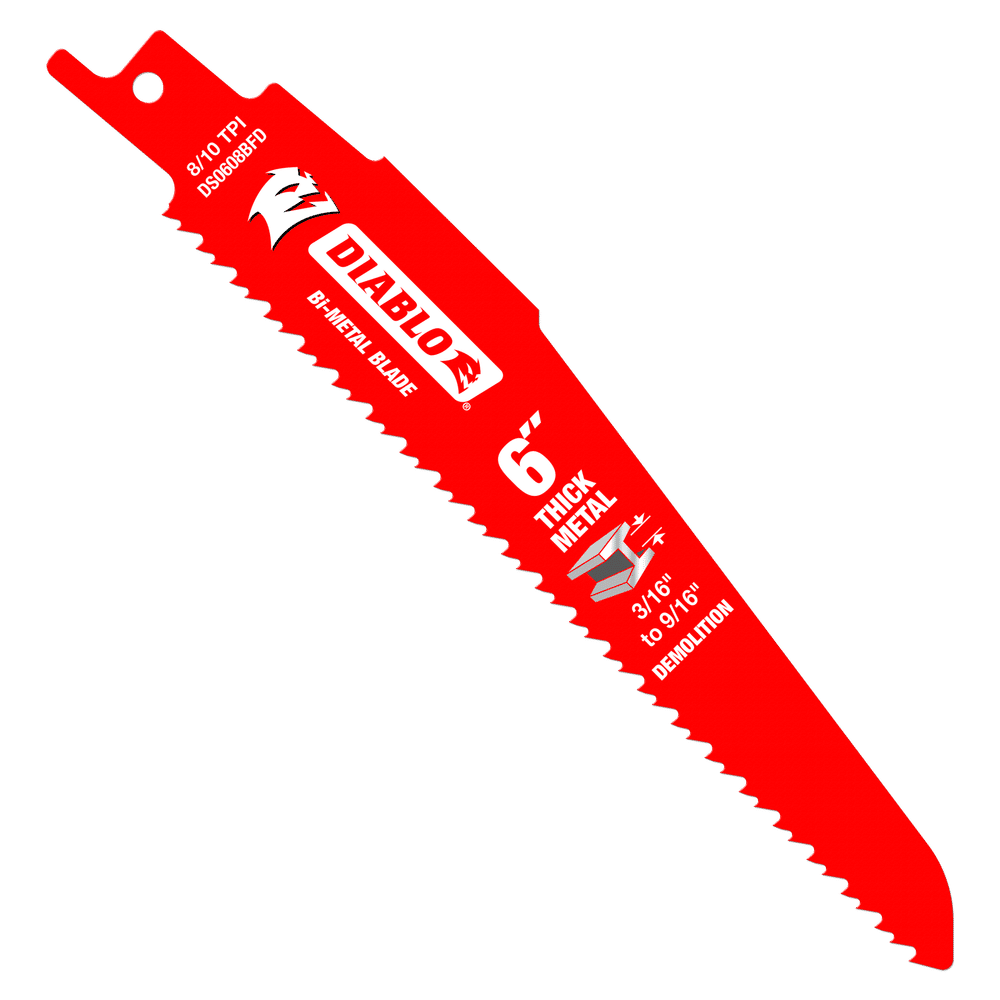 Diablo saw blade bi-metal reciprocating for thick metal/demolition 6 (3/16 to 9/16) 8/10TPI (5-PK)