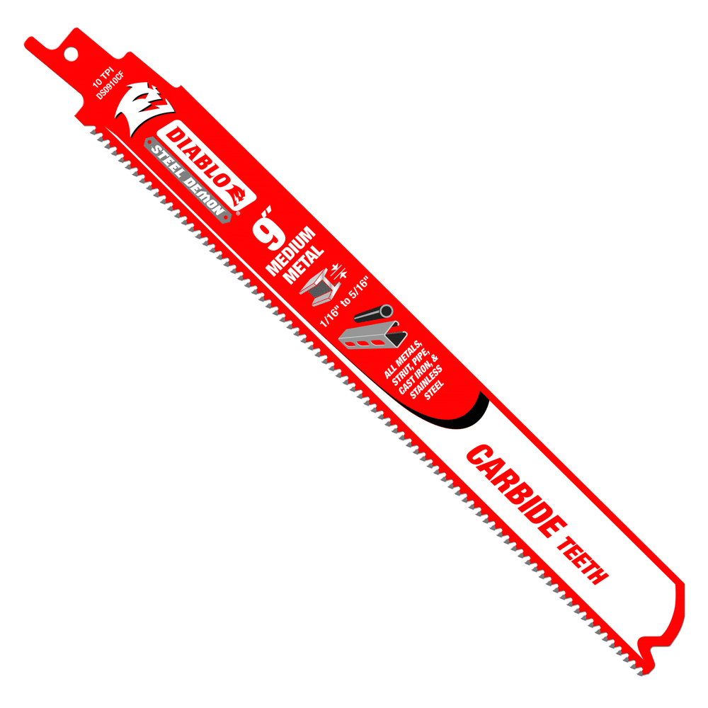 Diablo saw blade carbide reciprocating for medium metal 9 (1/16 - 5/16) Steel Demon (10-PK)