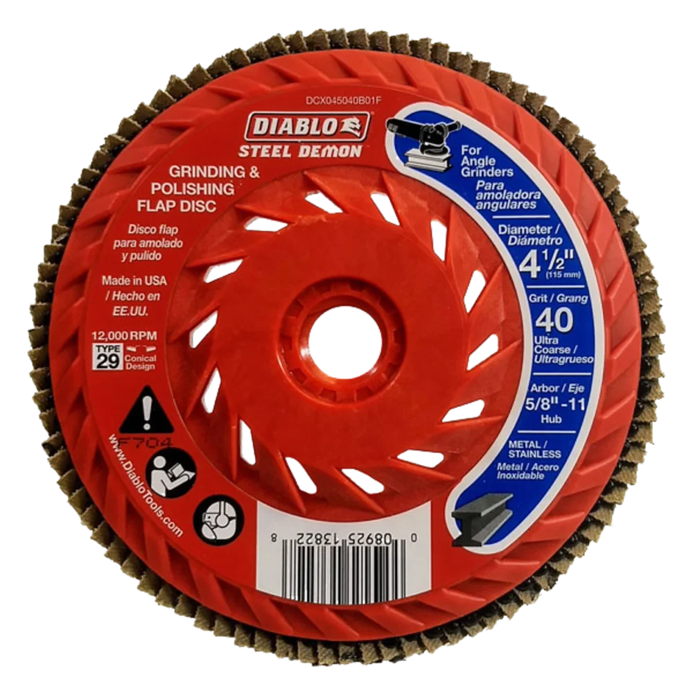 Diablo steel demon grinding and polishing disc for metal, 40 grit with hub, 4 1/2