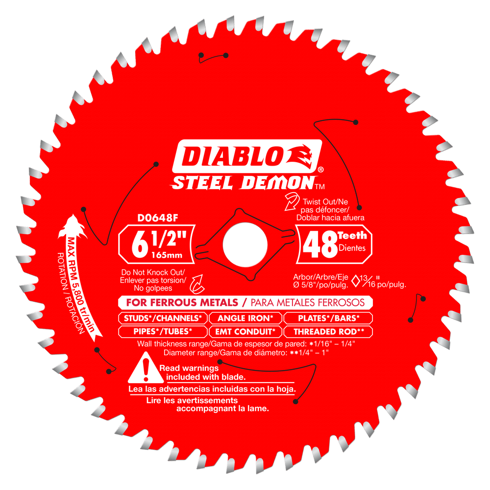 Diablo ferrous cutting circular saw blade 6 1/2 x 48 teeth per inch x 5/8 arbor