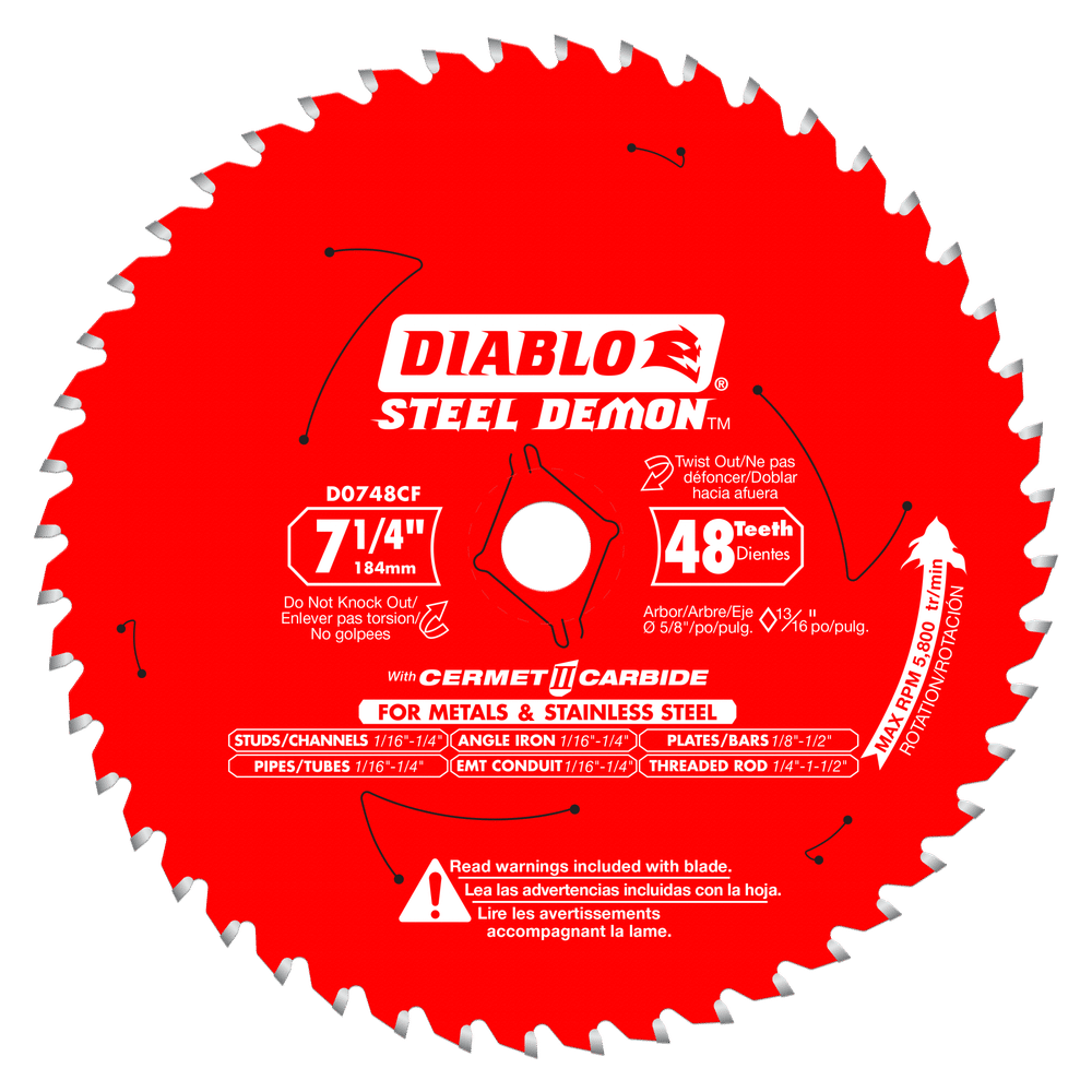 Diablo saw blade metal and stainless steel 7-1/4 x 48 teeth Demon Cermet II (Clamshell packaging)