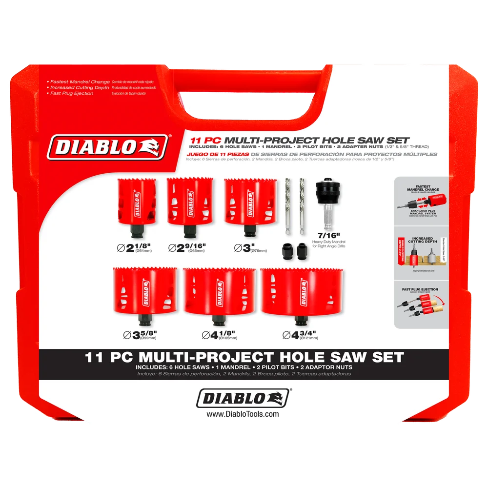 Diablo hole saw set 2 1/8 - 4 3/4  11-piece