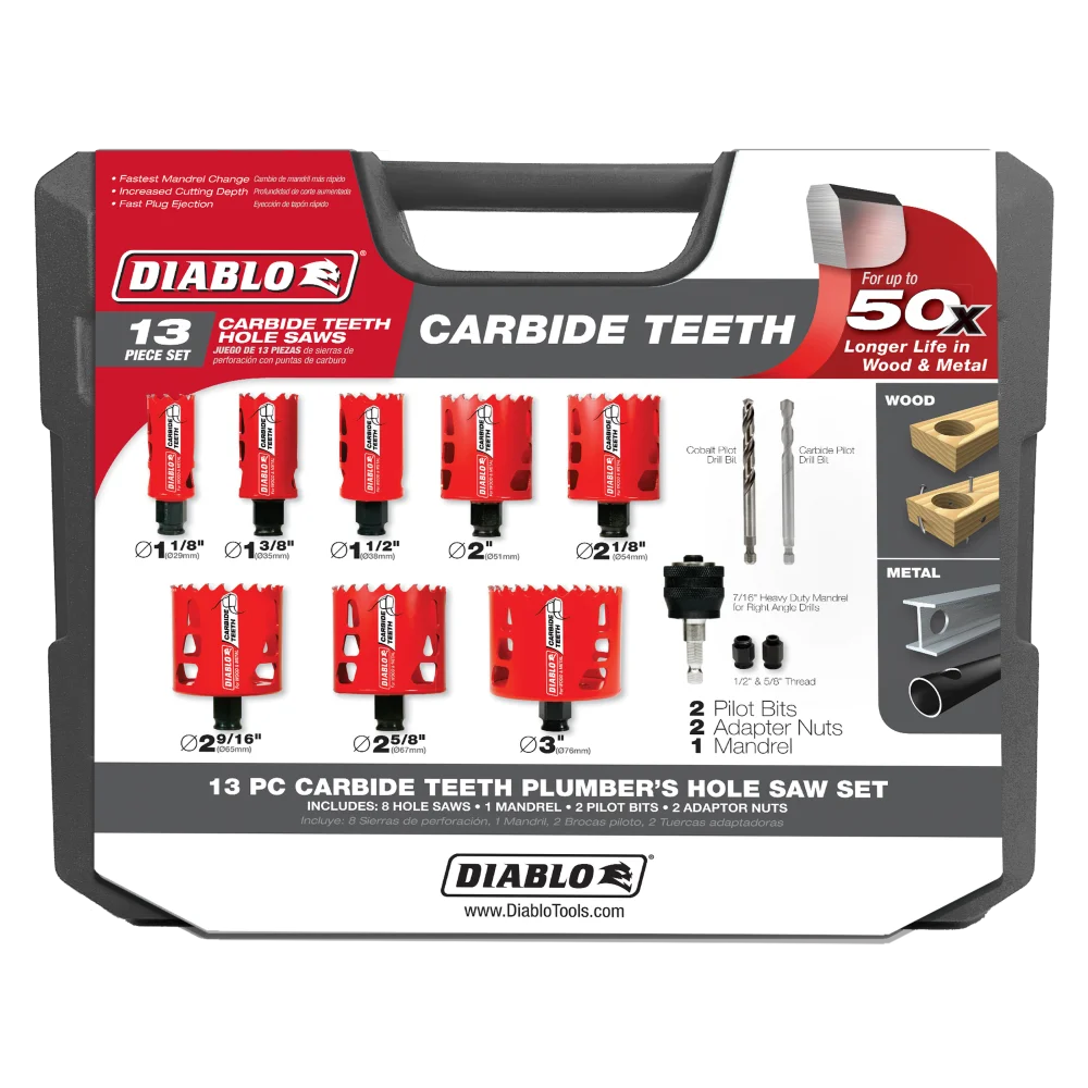 Diablo hole saw set 1 1/8 - 3  13-piece