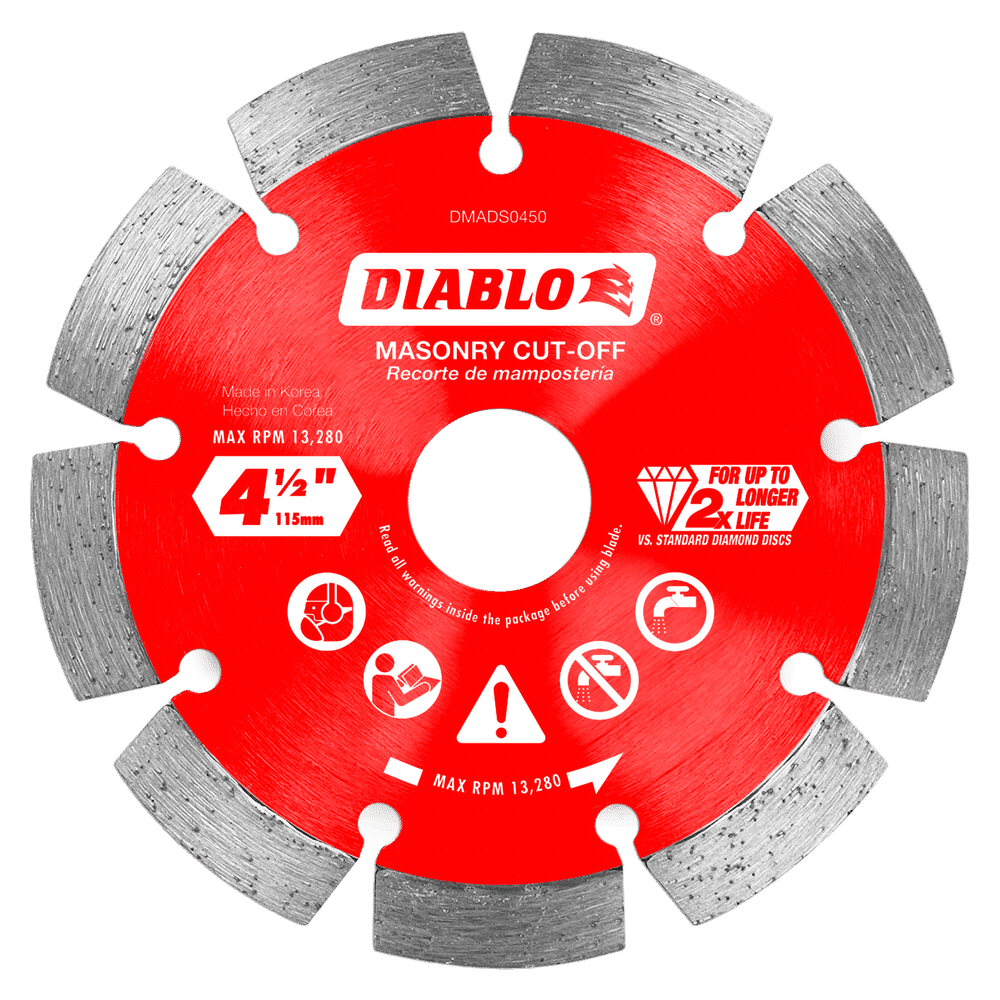 Diablo diamond segmented cut-off disc for masonry, 4-1/2