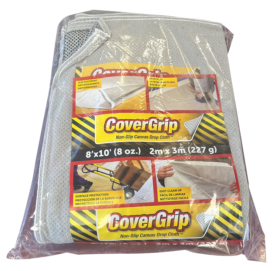 Drop cloth, CoverGrip safety canvas, rubberized safety dots 8 x 10