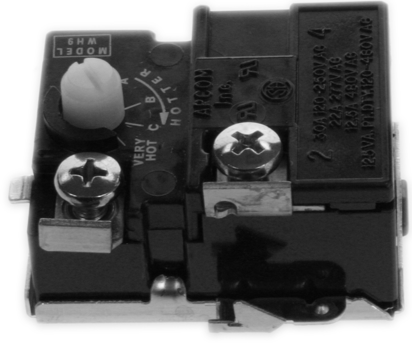 Water heater thermostat lower, 120/240 volt, for dual element tanks, Apcom Style, meets original specification lengths for State, Reliance, Kenmore, Bradford White