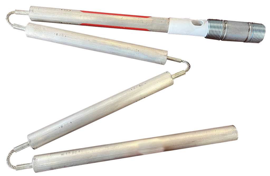 Blue Lightning anode rod for water heater, nipple type 3/4 x 3, 42 long, bendable (in 3 sections), aluminum