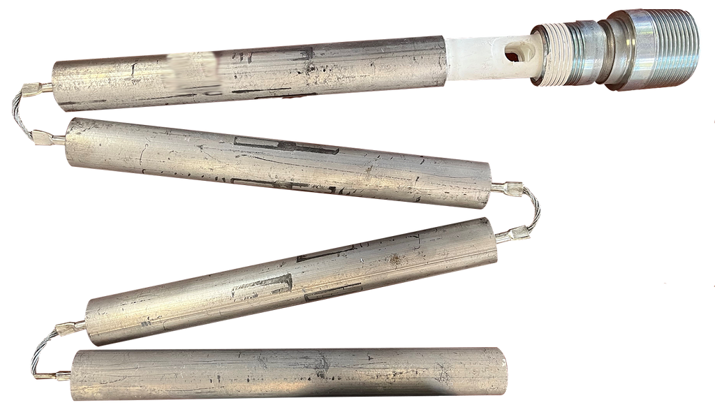 Blue Lightning anode rod for water heater, hex plug, 48 long, flexible (4 sections), magnesium 1 1/4 dia