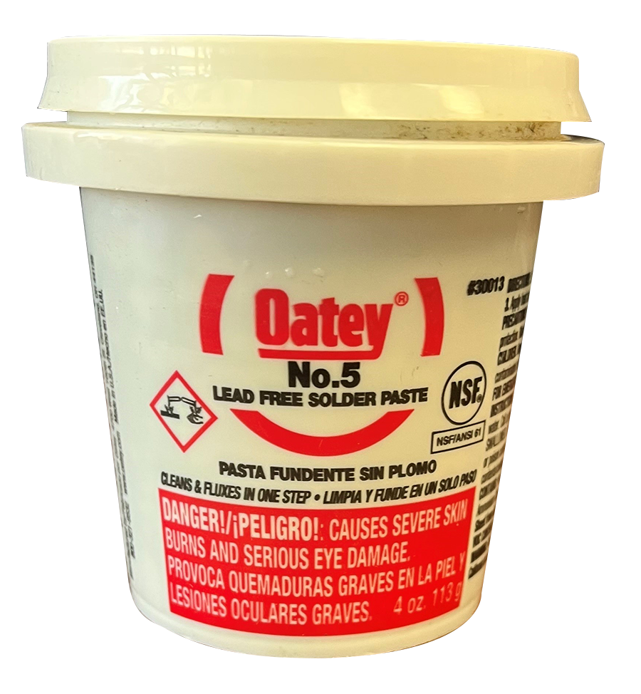 Oatey #5 solder paste, 4oz, petrolatum-based, safe for lead-free and potable water applications