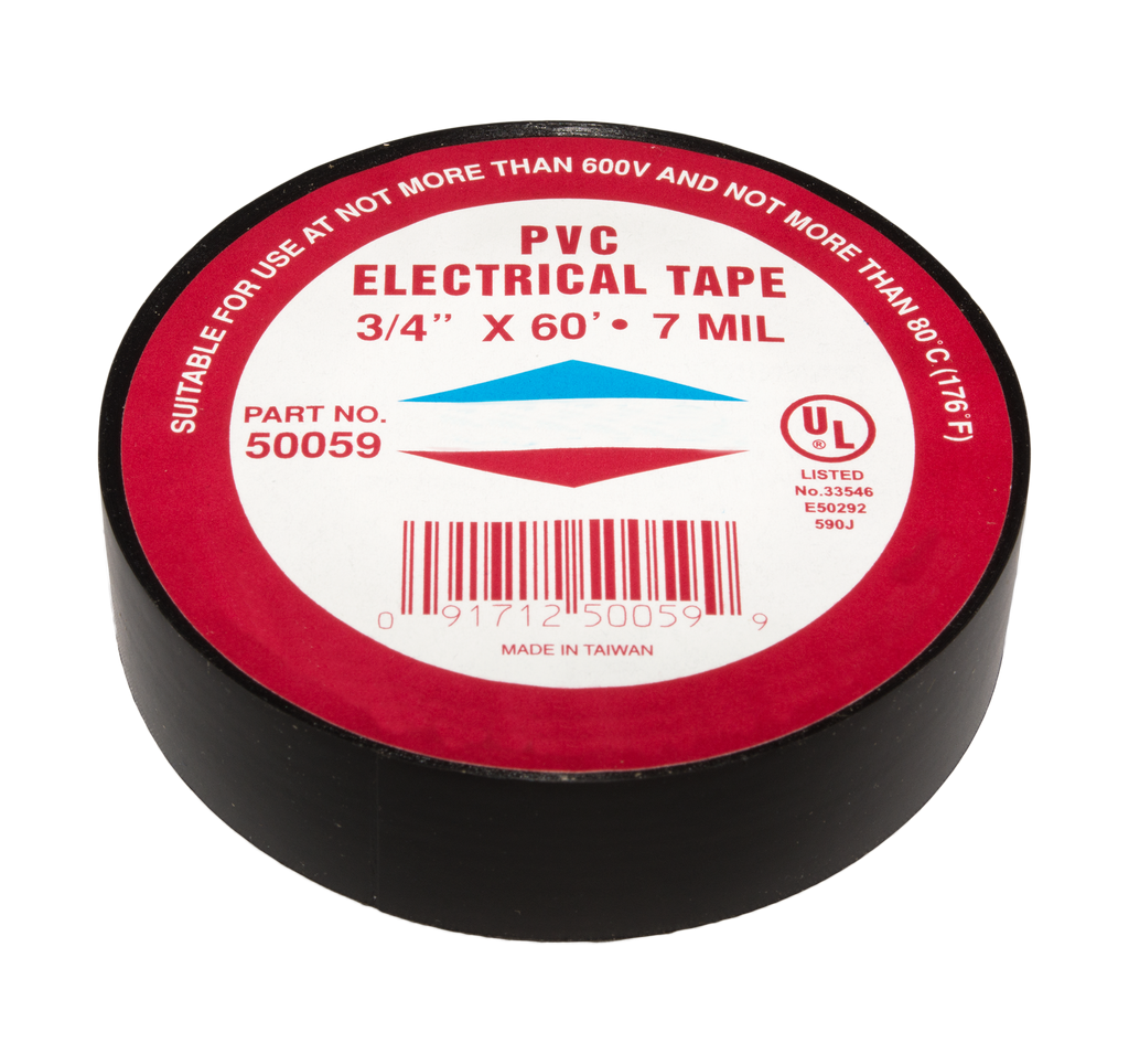 Tape, electrical, 3/4 x 60, multi-climate, general purpose, non-corrosive, rubber-based, BLACK