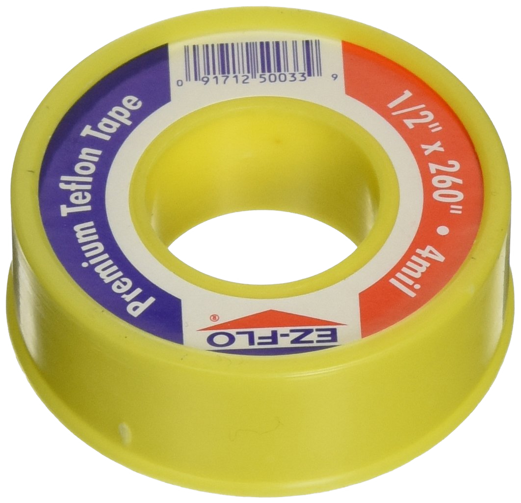 Tape gas w/teflon, YELLOW, 1/2 x 260, professional grade, 4 mil