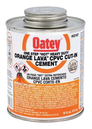 Cement CPVC cut-in orange "hot" lava, 8oz (1/2pt)