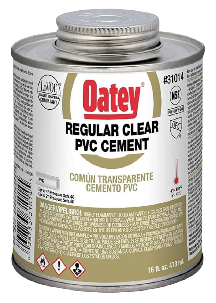 Cement PVC regular bodied solvent, clear 32oz (1qt), dauber included, fast setting