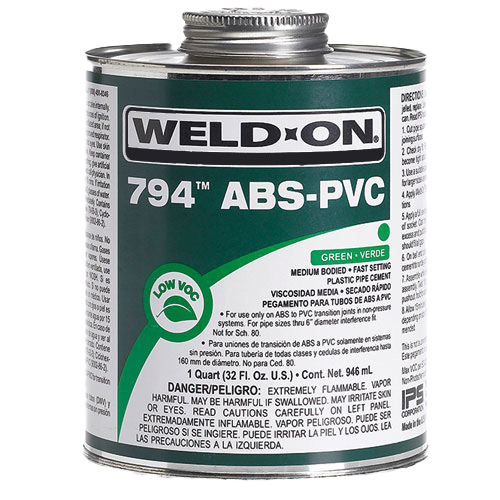 Cement multi-purpose solvent for use on PVC, CPVC & ABS pipe & fittings 16oz (1pt)