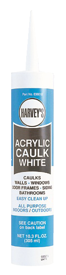 Caulk, water-based acrylic, tub/tile 10.3oz (for caulking gun), excellent adhesion to multiple surfaces, CLEAR