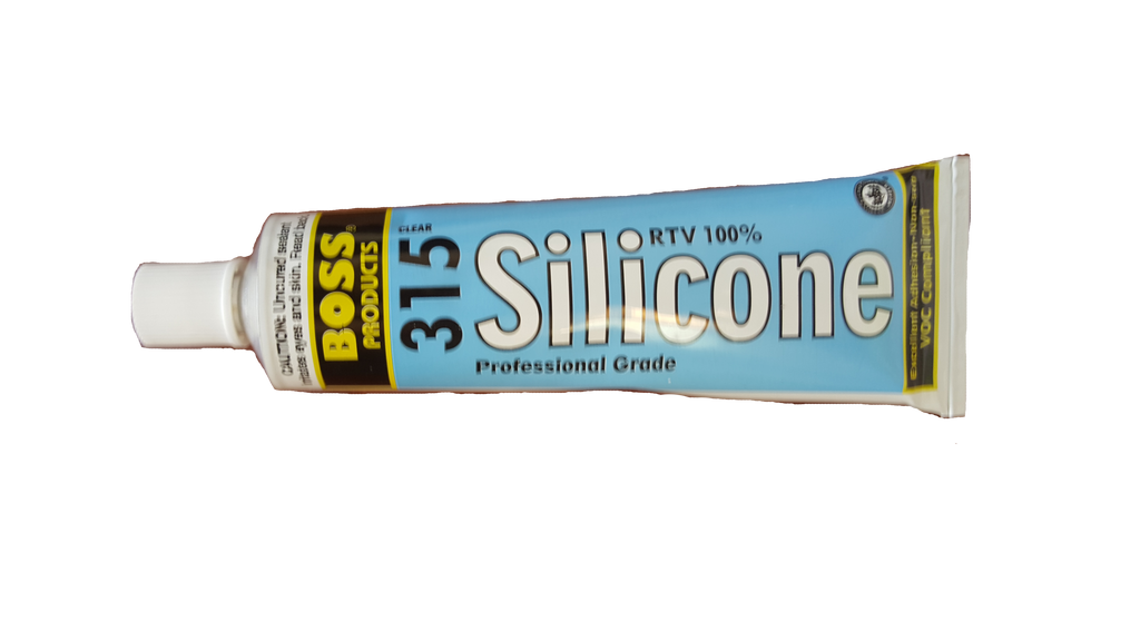 Silicone (100%) RTV rubber sealant, 2.8oz squeeze tube, CLEAR