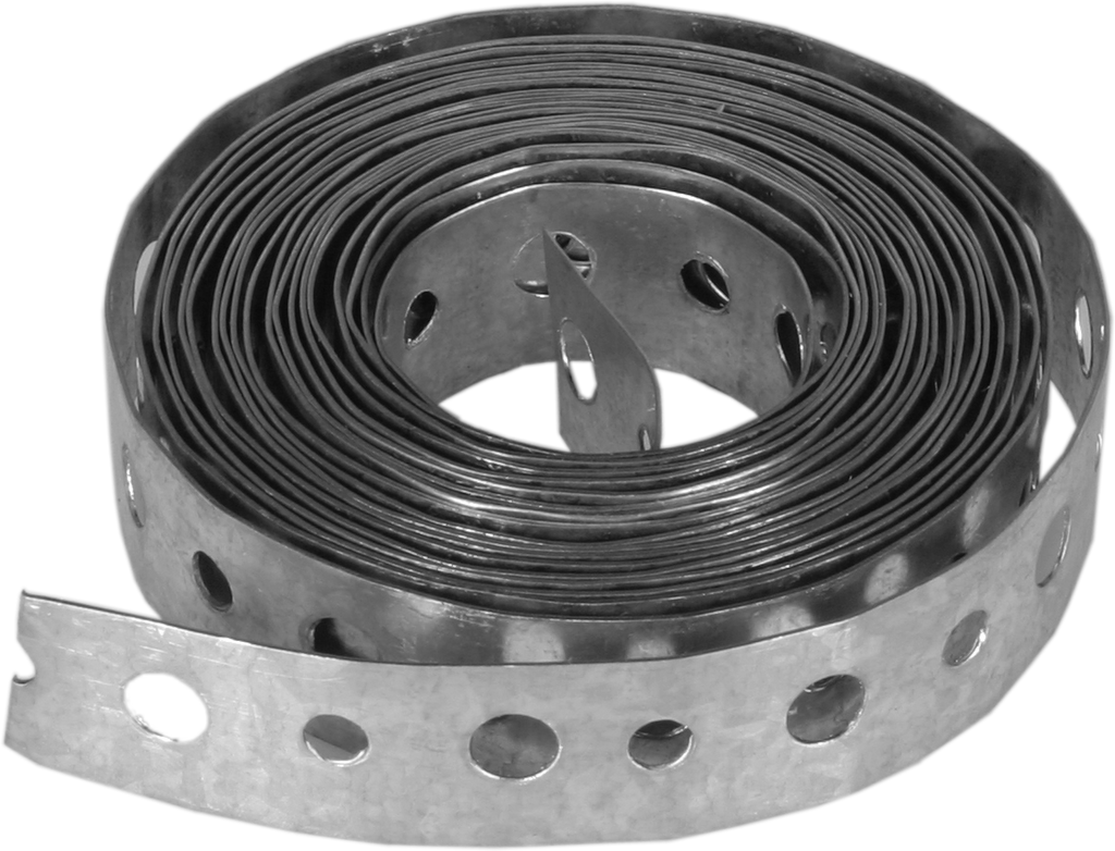 Hanger iron, galv 28ga, 3/4 x 10, bolt and nail holes (sold by the roll)