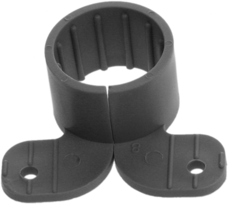 Pipe suspension clamp plastic 2 hole, full circle 1/2