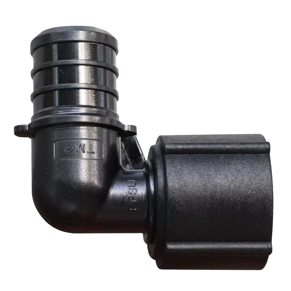 Qestpex plastic 90 ell, 1/2barb x 1/2fip swivel