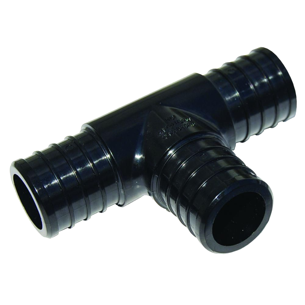 Qestpex plastic tee, 3/4 x 3/4 x 1 barb