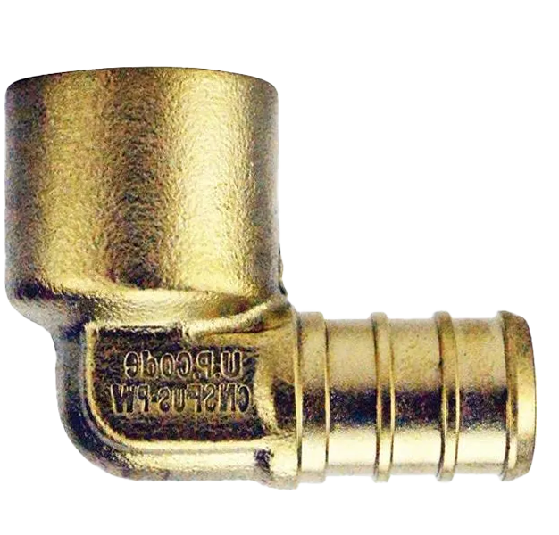 Qestpex brass 90 ell, 3/4 barb x 1/2 fip