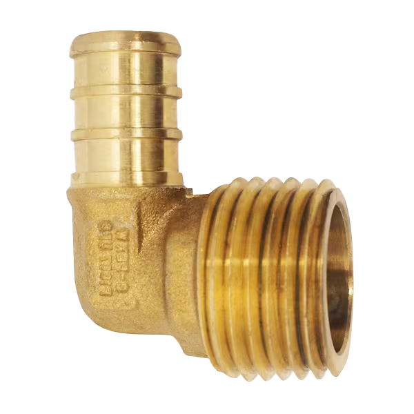 Qestpex brass 90 ell, 1/2 barb x 1/2 mip