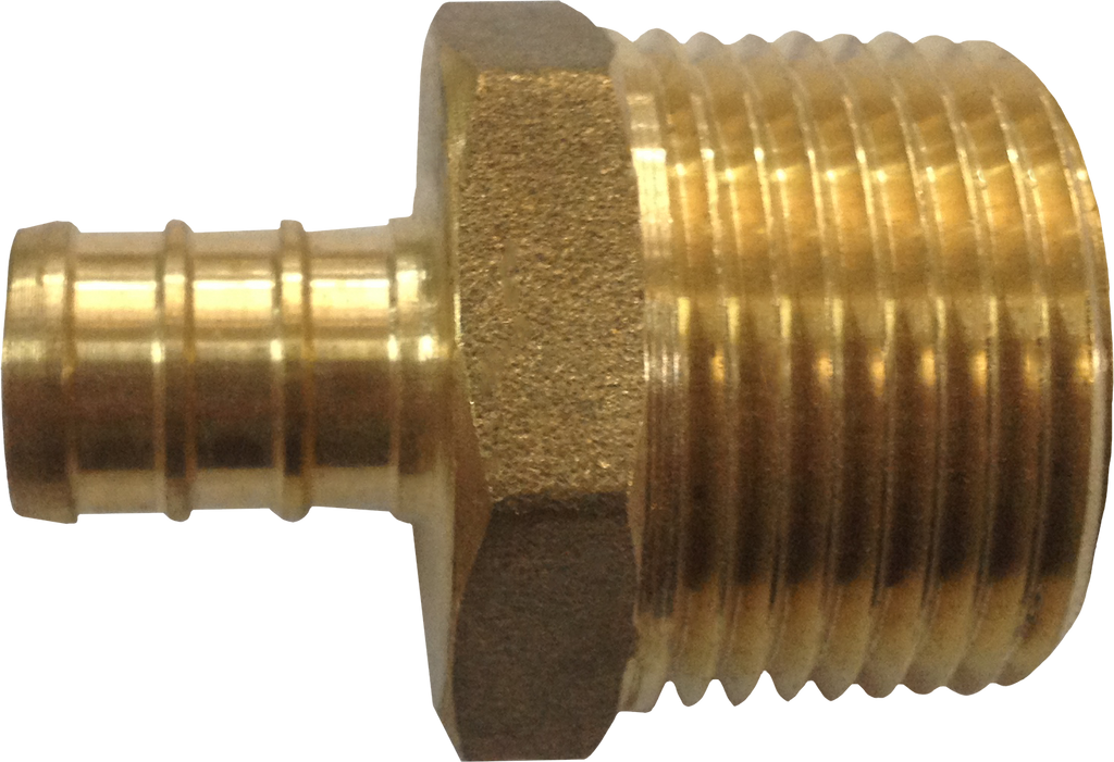 Qestpex brass MIP adapter, 1/2 barb x 3/4 mip