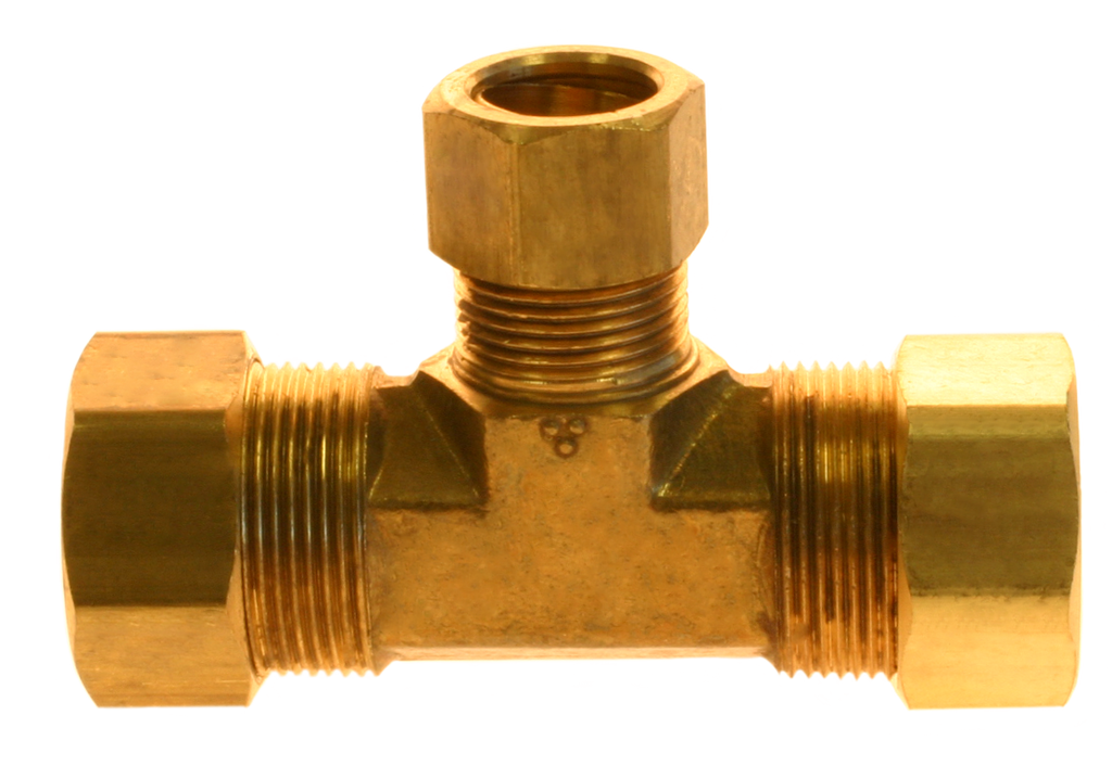 Compression reducing tee 3/8 x 1/4 x 1/4