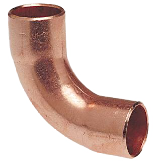 Copper 90 ell long radius, c x c, 1/8 (1/4od)