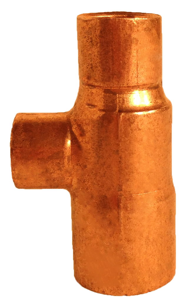 Copper reducing tee, c x c x c, 1 1/4 x 3/4 x 1 1/4